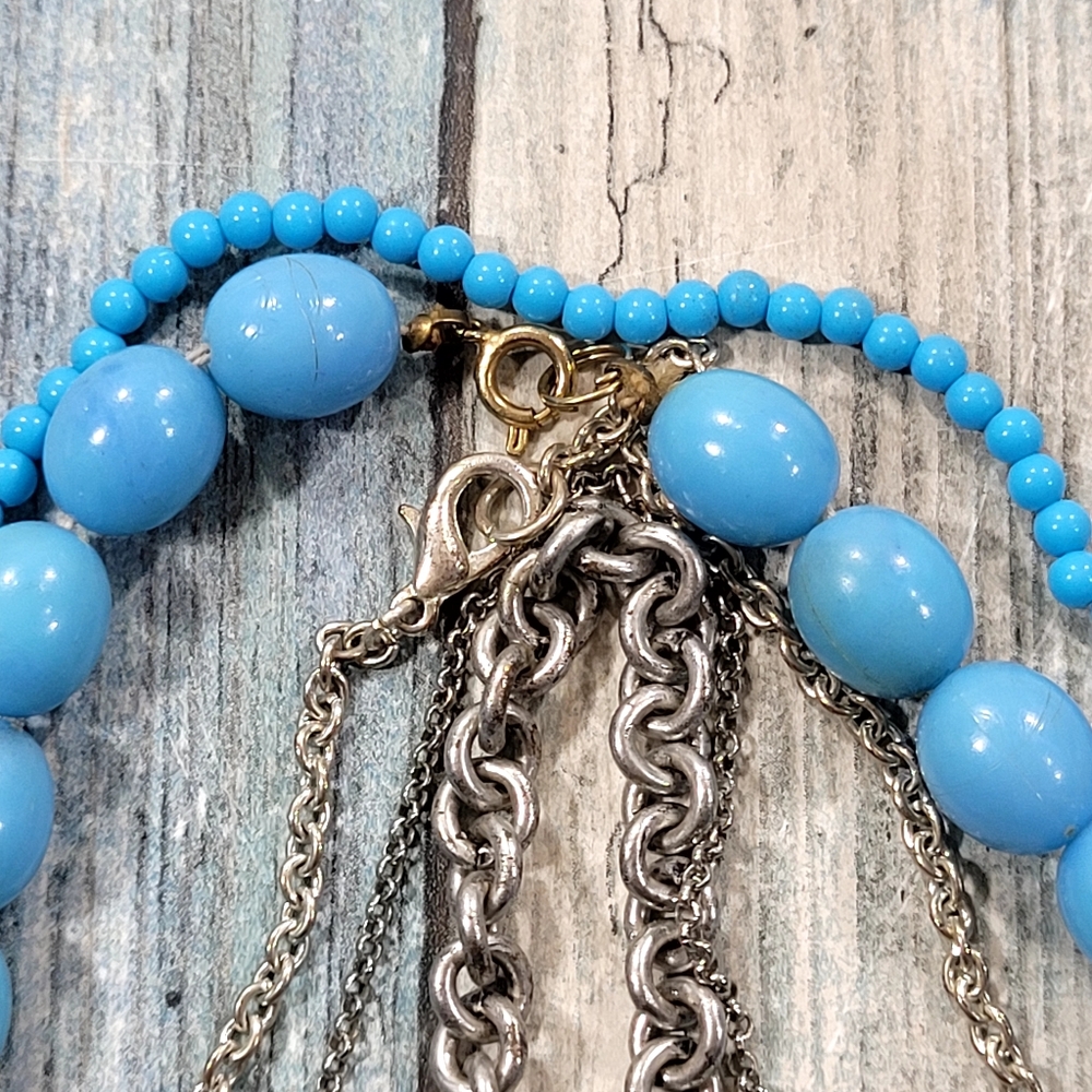 Blue Beaded Necklace Stuking Set. - Picture 3 of 7